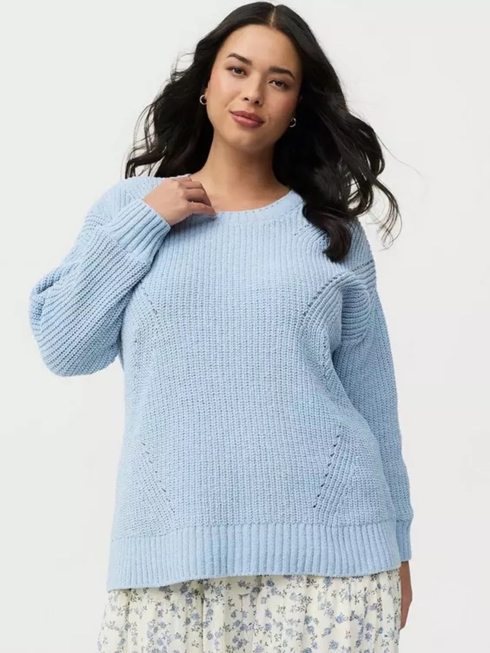 Torrid Chenille Shaker Stitch Pullover Sweater Blue Niagra Mist 4X